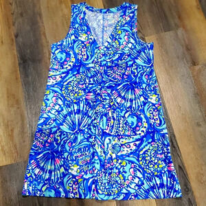 Lilly Pulitzer Pima cotton seashell blue pink multicolored mini dress